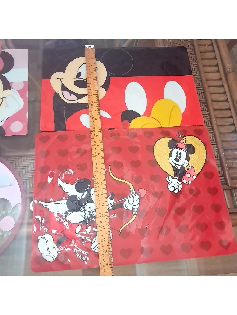 Disney Placemats set 5 Mickey Minnie Valentine's Day Meal Time Fun kids pink red
